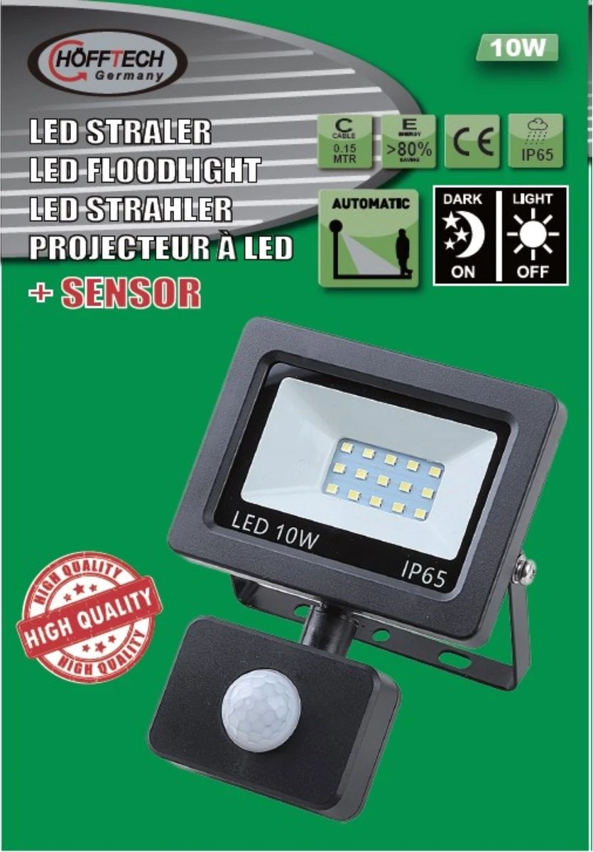 Hofftech LED Straler - Bouwlamp SMD Met Sensor - 10 Watt - IP65 - Afbeelding 4