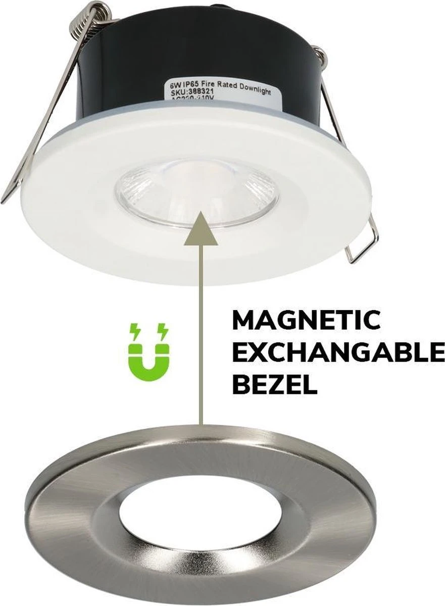 HOFTRONIC Venezia - Set Van 6 LED Inbouwspots RVS - IP65 Waterdicht - Dimbaar - 6 Watt 600 Lumen - Met Lichtbron - 2700K Warm Wit Licht - Zaagmaat 65mm - Inbouwdiepte 45mm - Geschikt Voor Badkamer, Woonkamer, Veranda En Carport - 3 Jaar Garantie - Afbeelding 9