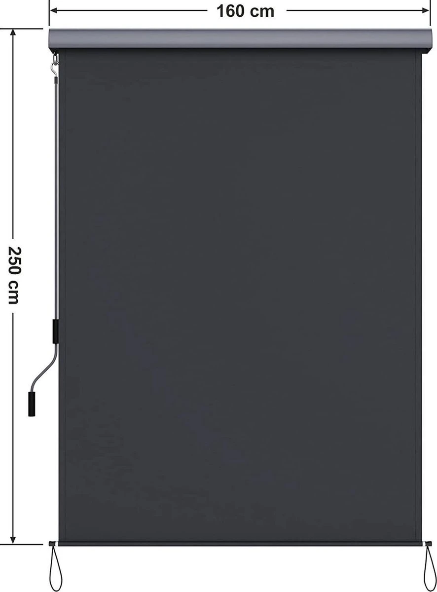 Merkloos Verticale Luifel 1,6 X 2,5 M Voor Balkon, Terras, Met Grijze Luifelcassette, Verticale Luifel Voor Buiten, Voor Wind-, Zonwering En Privacybescherming, Waterdicht, Antraciet GSA165GY - Afbeelding 6