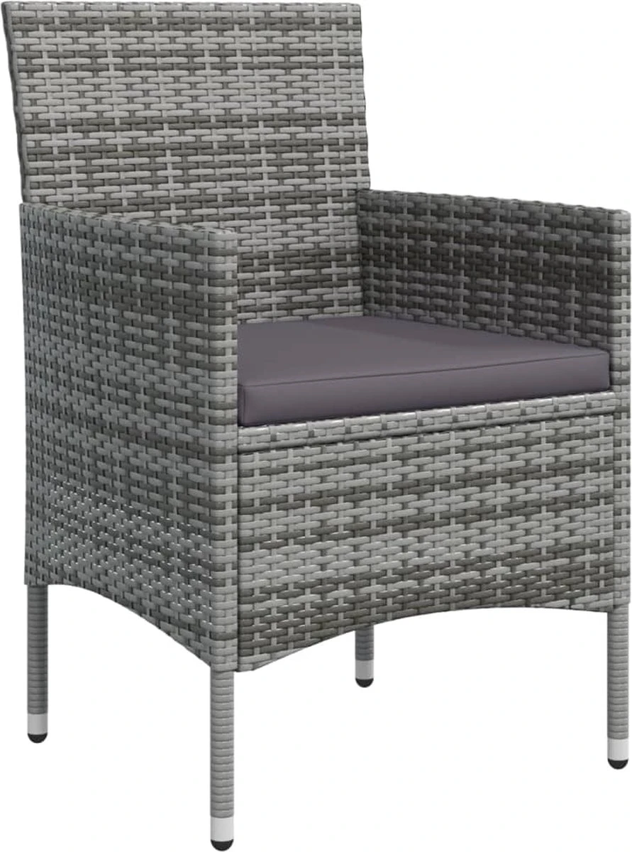 VidaXL 7-delige Tuinset Met Kussens Grijs En Zwart - Afbeelding 9