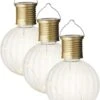 Lumineo 3x Buiten/tuin LED Lampion Solar Verlichting 11 Cm - Tuinverlichting - Tuinlampen - Solarlampen Op Zonne-energie
