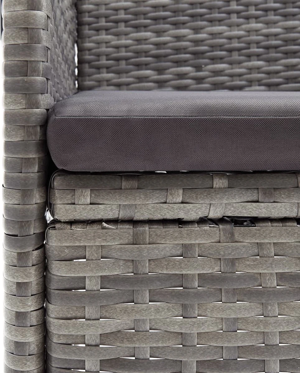 VidaXL 7-delige Tuinset Met Kussens Grijs En Zwart - Afbeelding 6