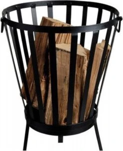 HEAT Outdoor Living Vuurkorf Straight Rond Zwart Staal - Vuurkorf - Vuurschaal BBQ - Vuurschaal Voor Buiten - Terraskachel - Tuinkachel - Terrashaard - Vuurkorf Voor Buiten - Vuurkorf BBQ - Vuurton - 35x35x56.8 Cm